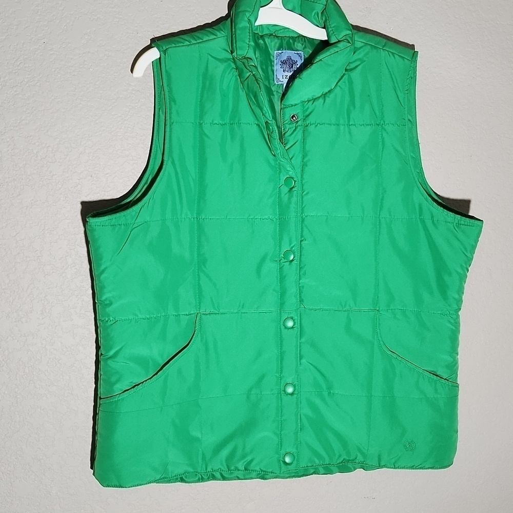 Izod Quilted Puffer Vest Large Green